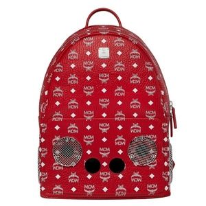 MCM x Wizpak Wireless Bluetooth Stereo Backpack (Red w/ White Logo Visetos)